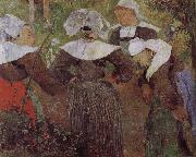 Paul Gauguin Four women dancing Brittany oil painting